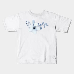 Blue Watercolor Wild Flower Kids T-Shirt